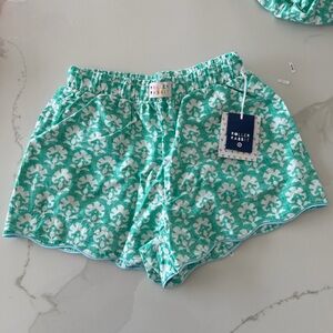 Roller Rabbit Teal & White Floral Elastic-Waist Shorts